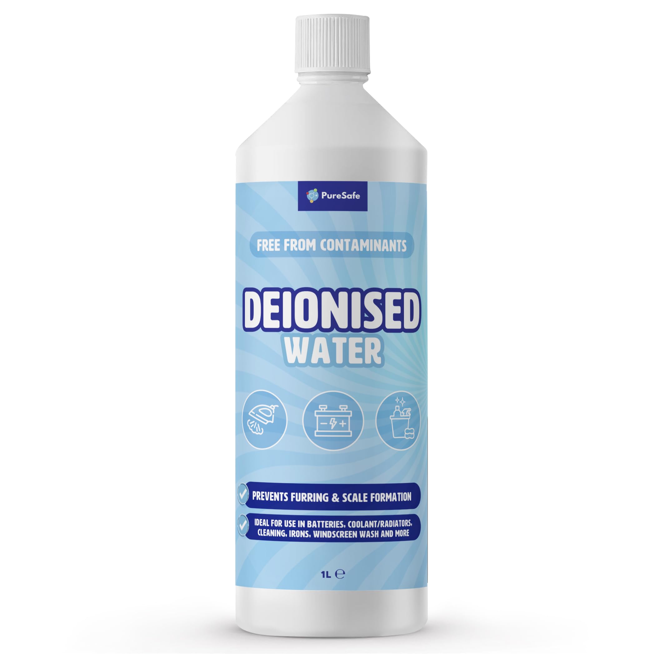 Pure Safe Deionised Water - 1 Litre Mineral-Free Liquid for Appliances & Batteries 1