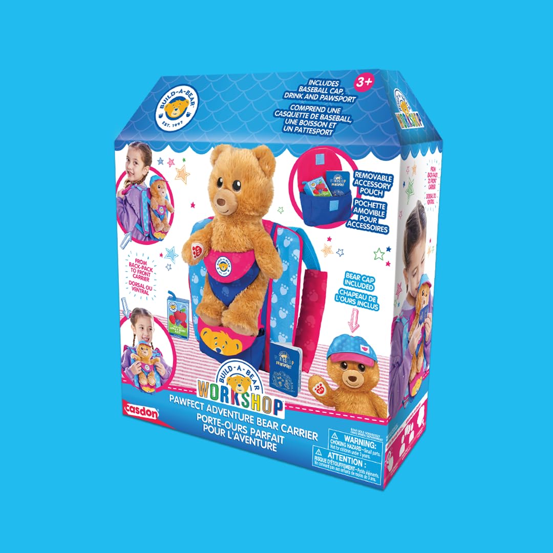 Casdon Build-A-Bear Workshop Pawfect Adventure Toy Bear Carrier - Multi-Way Carry | Ages 3+ 7