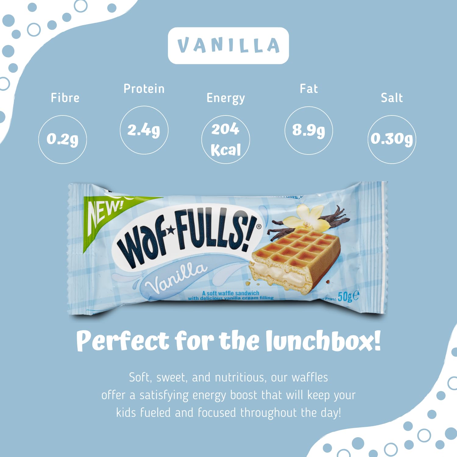 WafFULLS! Vanilla Waffle Sandwich Snack Bars - Ready to Eat, 12 x 50g Pack 3