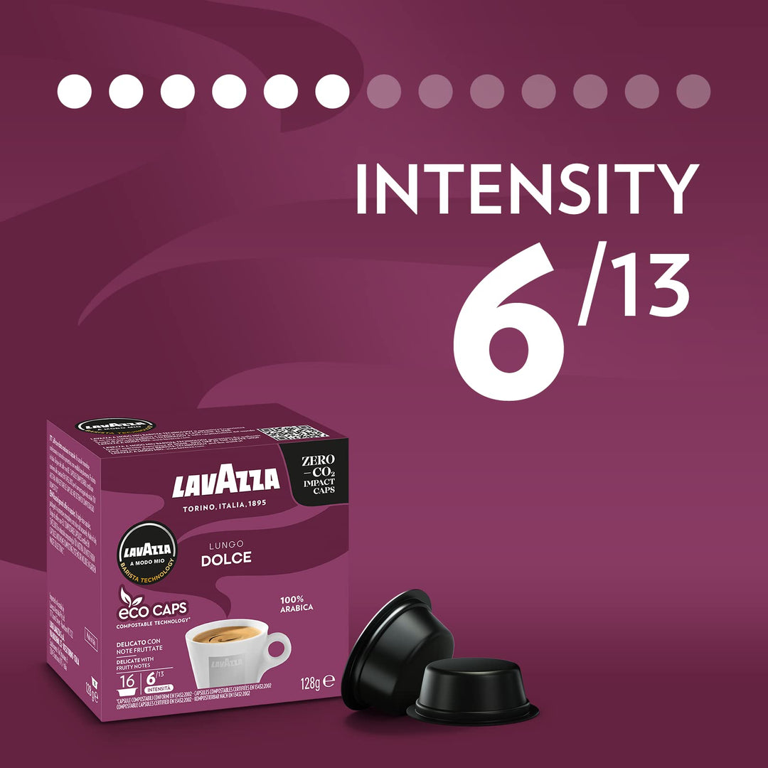 Lavazza A Modo Mio Lungo Dolce - 96 Coffee Capsules, 100% Arabica Blend with Notes of Dried Fruits