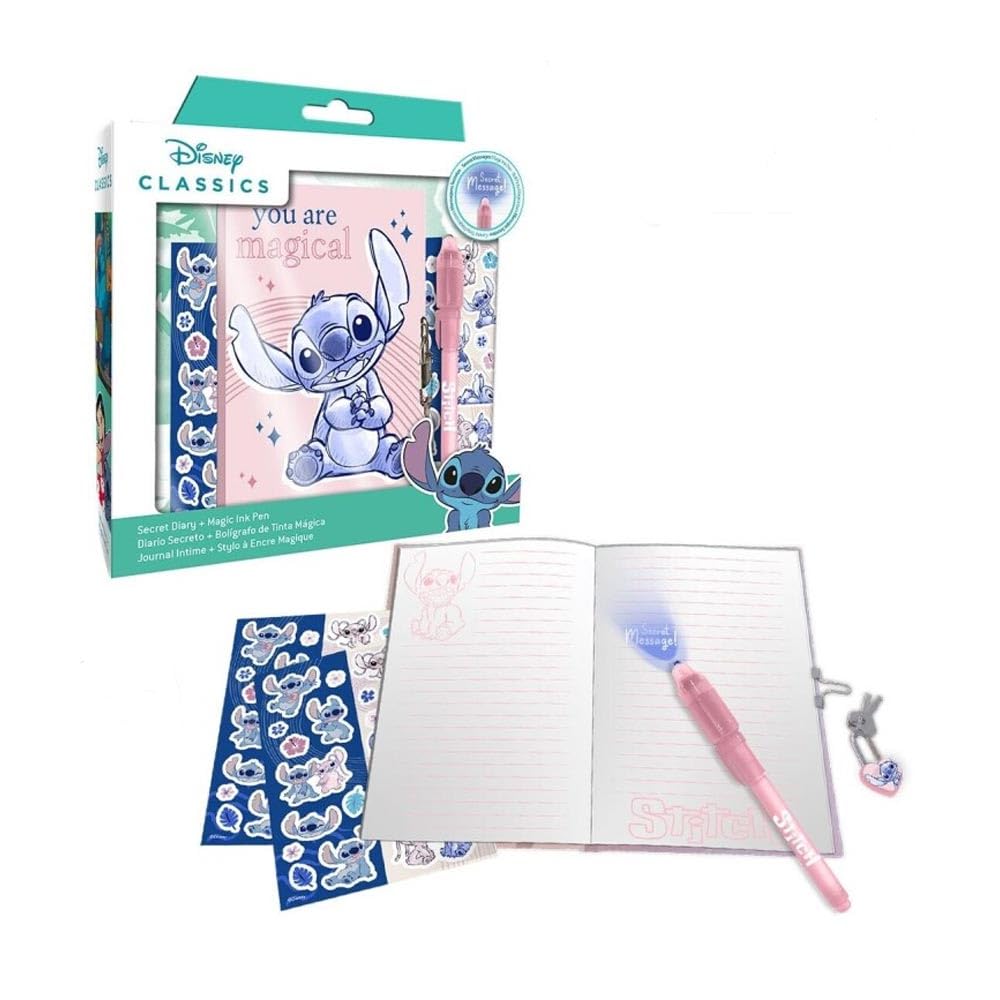 Kids Licensing Disney Stitch Magic Pen and A5 Lined Notebook Stationery Set 1