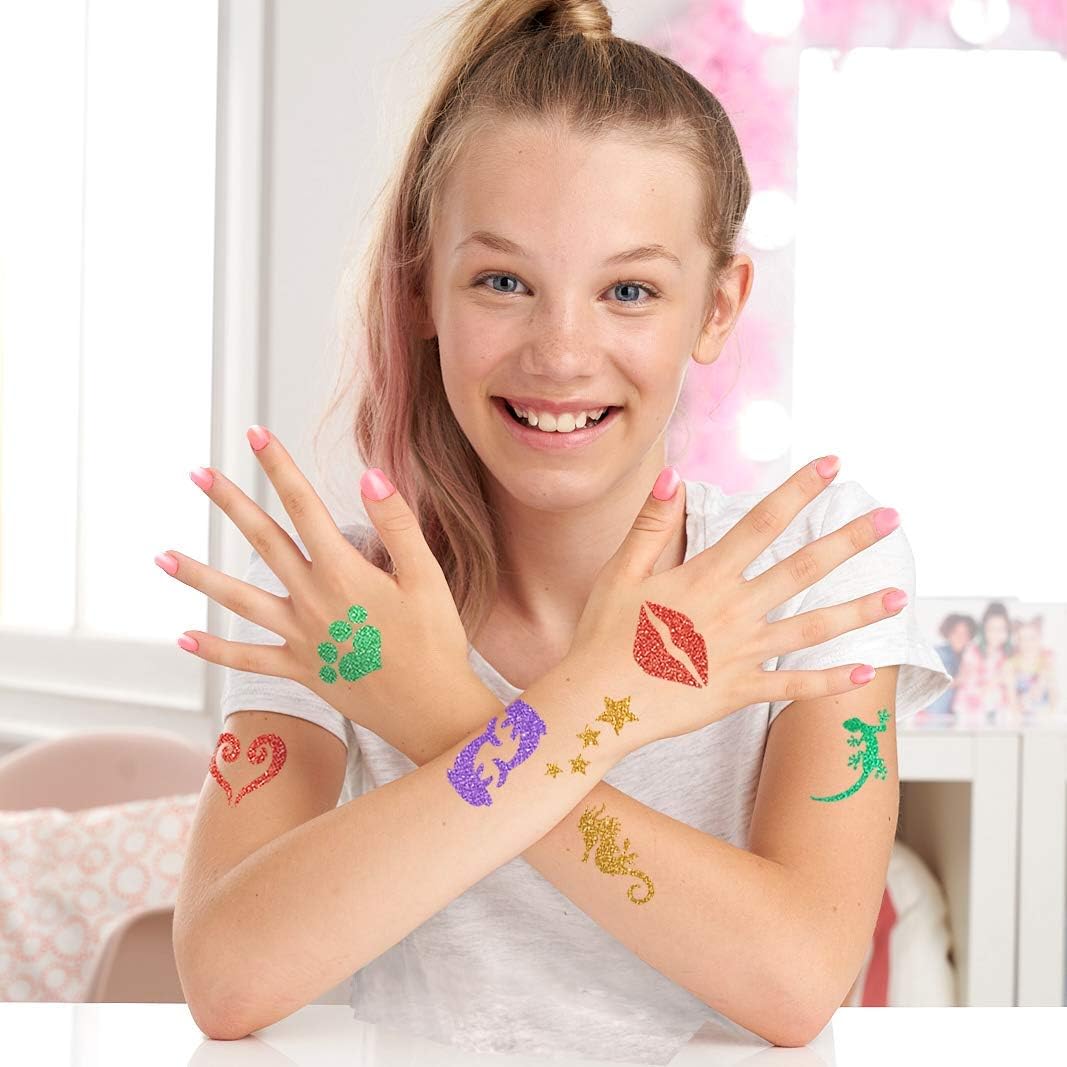FabLab Glitter Tattoos Kit with Bioglitter – 28 Designs & 4 Sparkly Colors 5