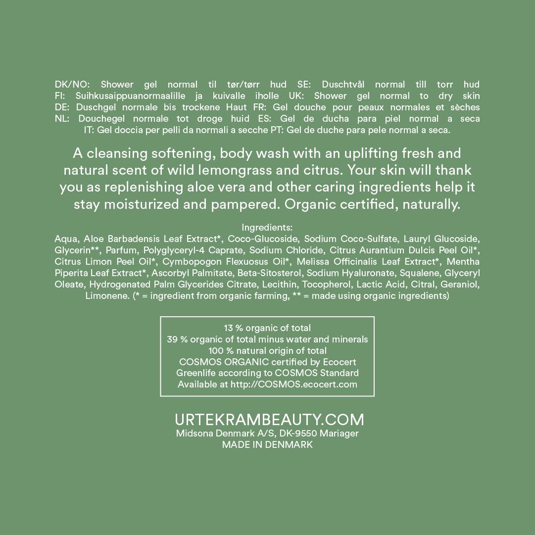 Urtekram Wild Lemongrass Body Wash - 500 ml