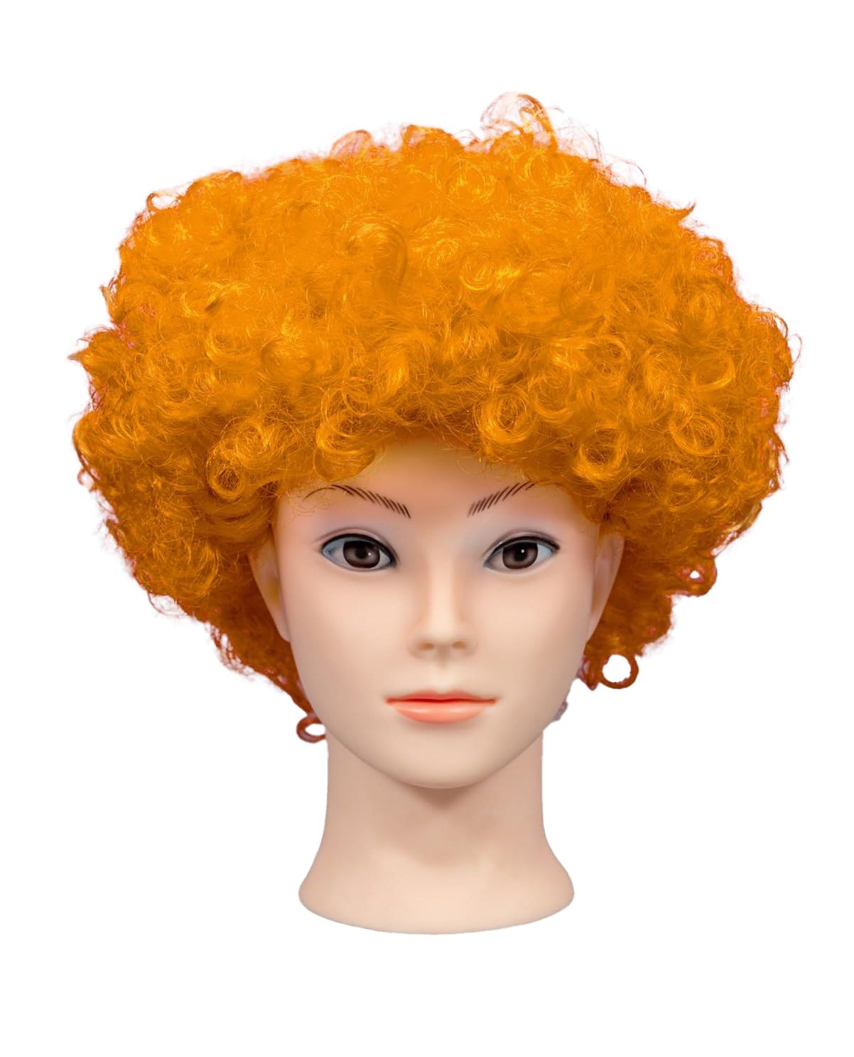 SHATCHI Afro Wig Curly Bouncy Orange Hair for Fancy Dress Party Costume Disco Accessory 70s Theme Unisex 1
