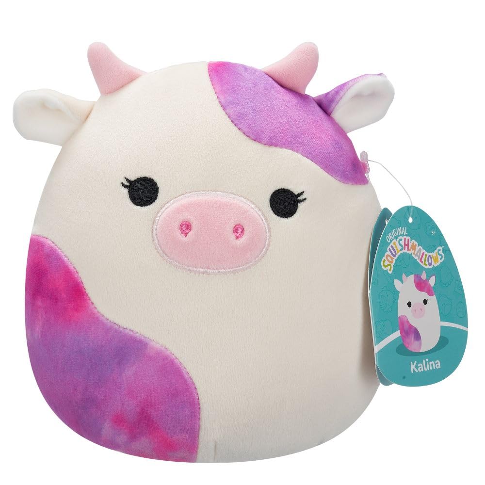 Squishmallows Original 7.5-Inch Kalina the White Cow with Pink Tie-Dye Spot