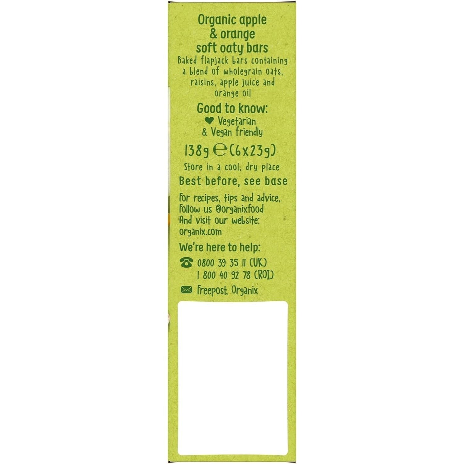 Organix Apple & Orange Oaty Snack Bars - 6 Boxes of 6 x 23g Bars | High Fibre | Organic 7