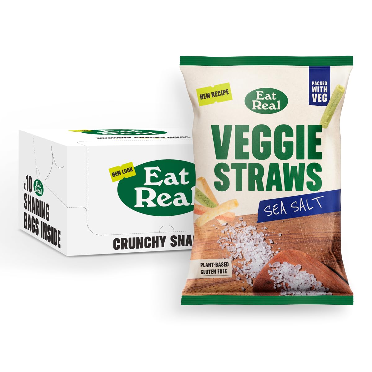 Eat Real Veggie Straws Sea Salted Multipack - 10 x 110g Bags | Gluten-Free & Vegan Snack 1