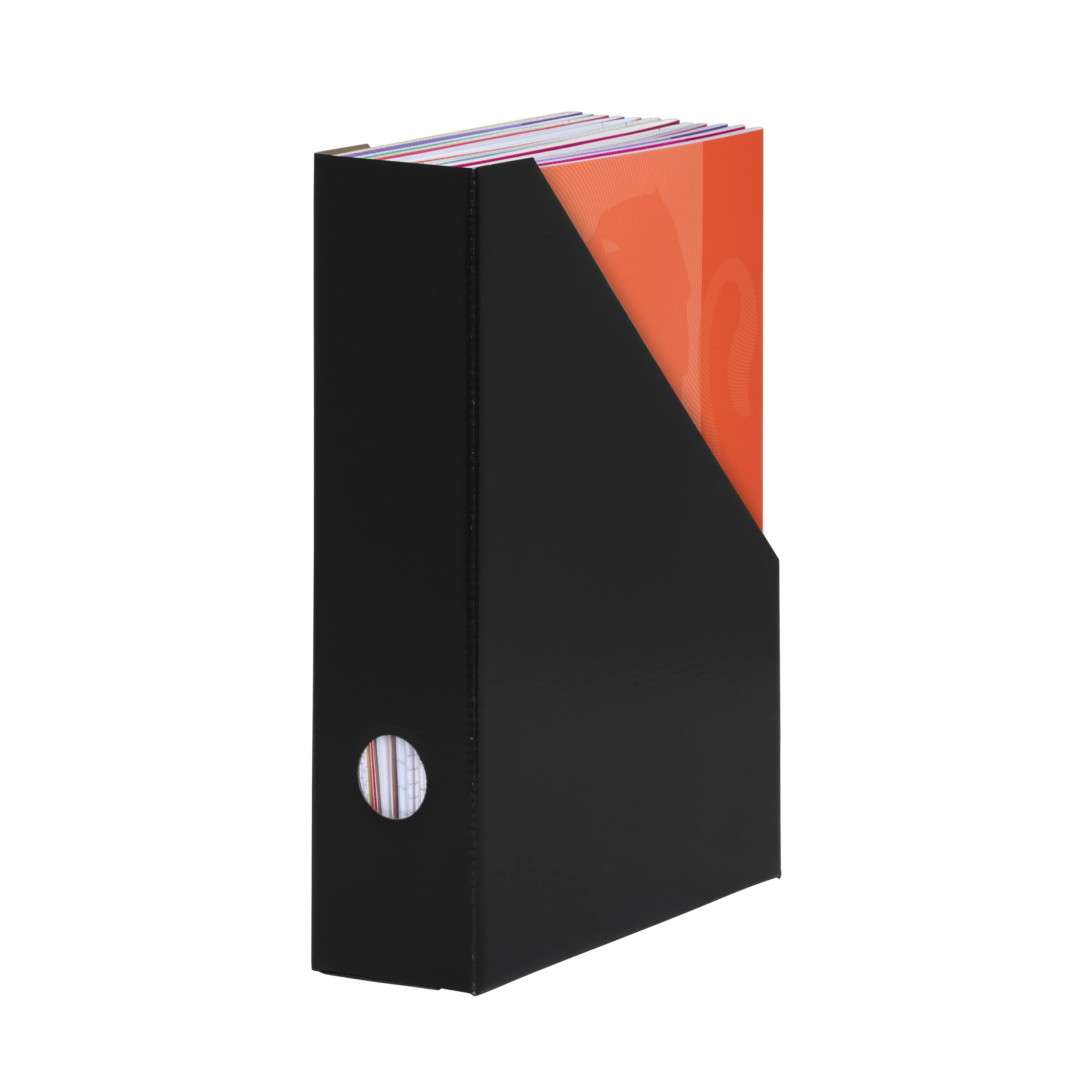 LANDRE Magazine File Set - Pack of 5 Lightweight Black Cardboard Organisers for A4 Documents 4