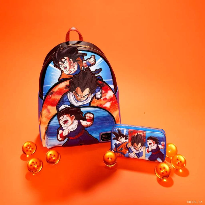 Loungefly Dragon Ball Z Blue Zip Around Purse Trio (Official Licensed Product)