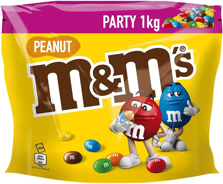 M&M's Peanut Milk Chocolate Party Bulk Bag - 1kg Snack Pack