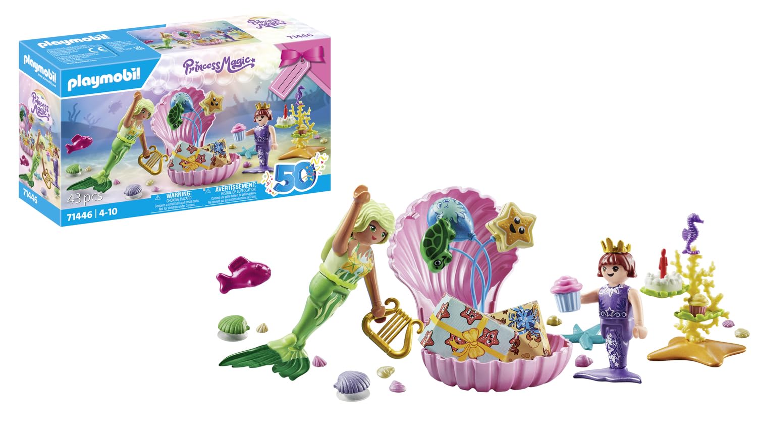 Playmobil 71446 Princess Magic: Mermaid Birthday Party Playset for Kids 4+ 1