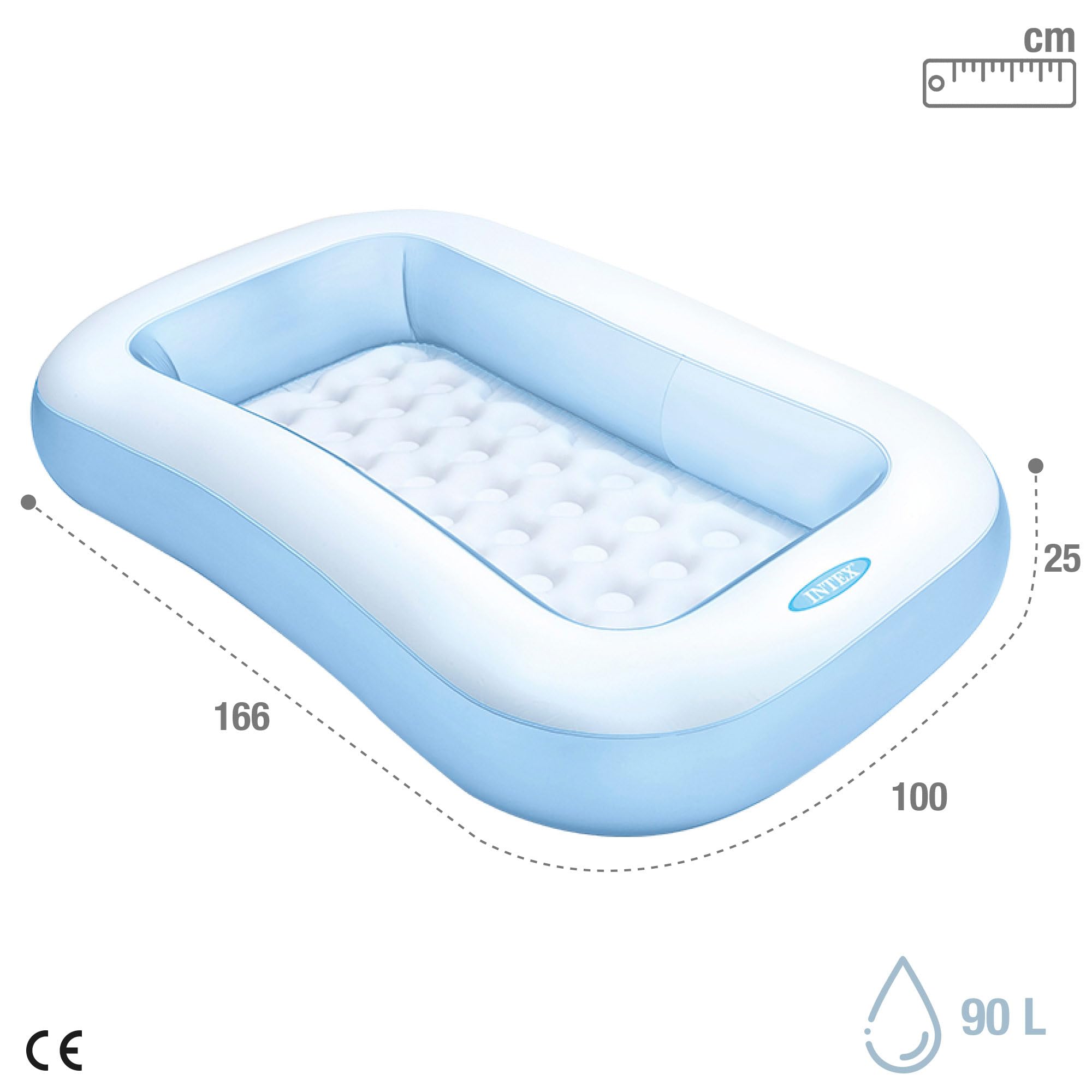 Intex Rectangular Baby Pool - Soft Inflatable Floor | 166cm Size | Blue 4