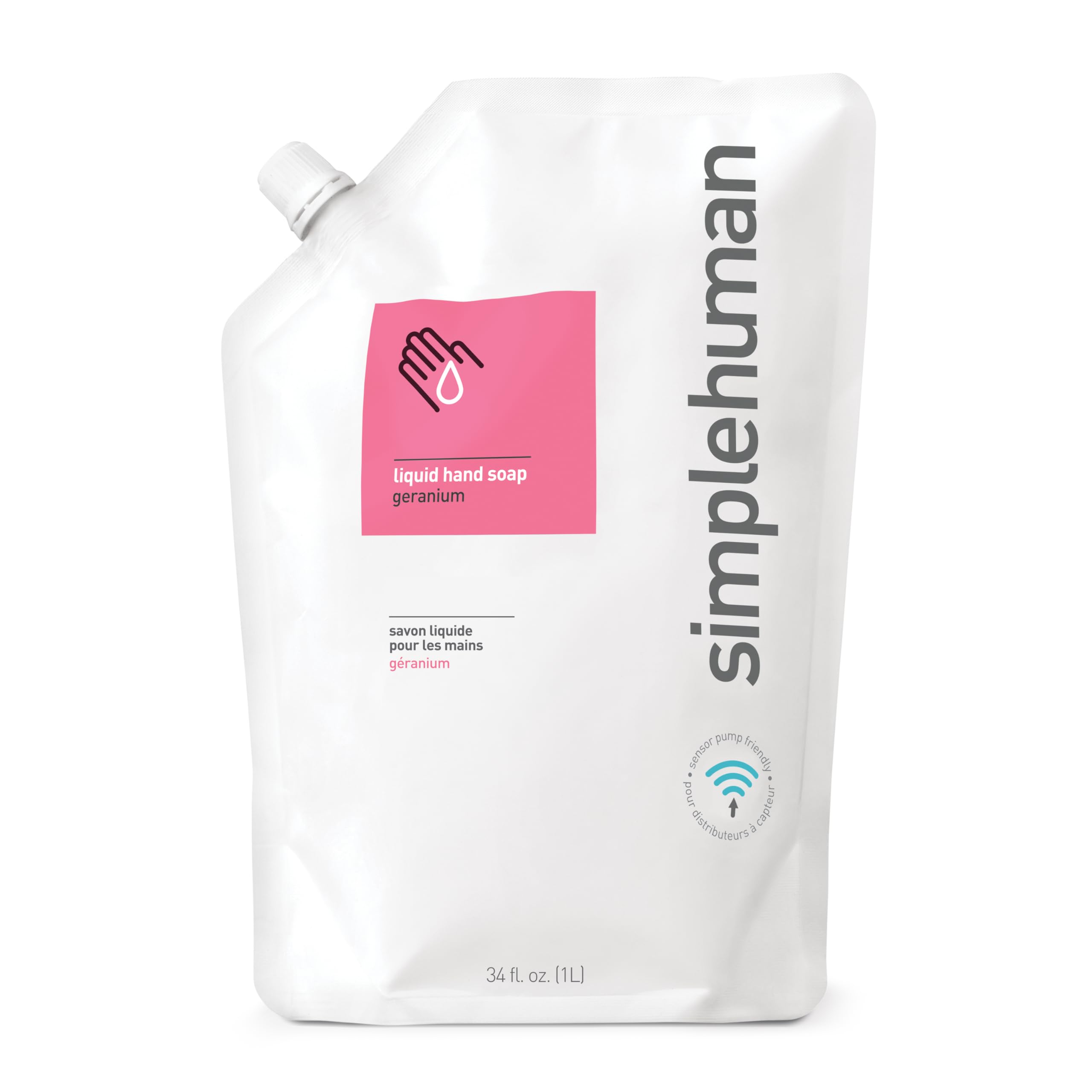 simplehuman CT1018 Geranium Hand Wash Liquid Soap - 1L Moisturising Vegan Formula 1