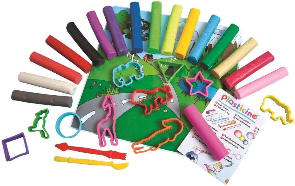 Plasticine Uber Tubes Modeling Clay - 16 Colors, Never Dries, Ages 5+