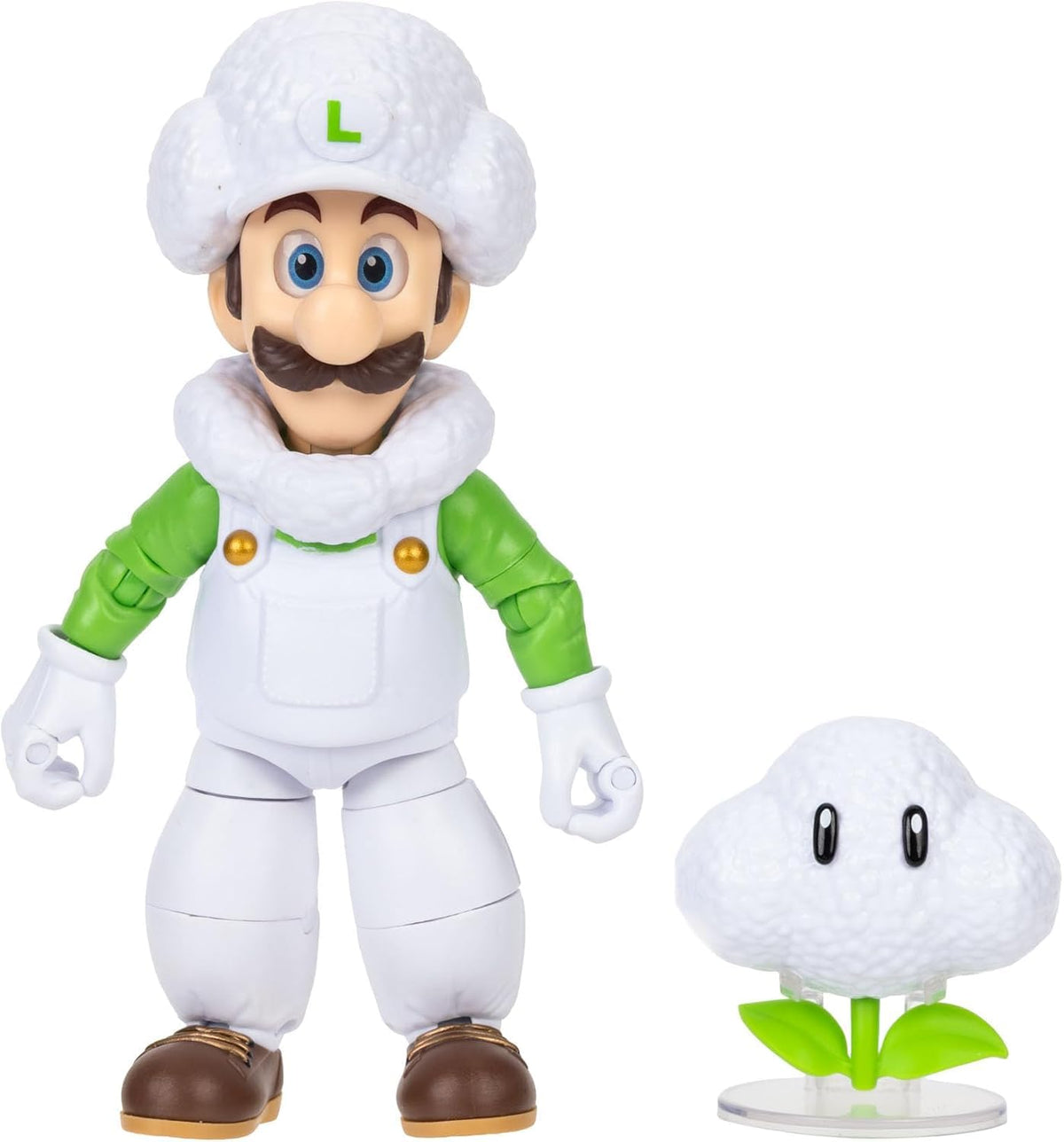 Super Mario The Galaxy Movie Cloud Luigi Action Figure - 5 Inch - 22 Points of Articulation