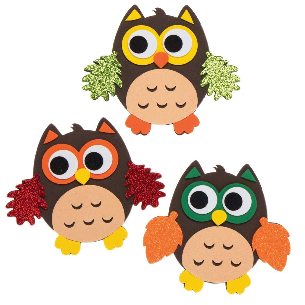 Baker Ross AX161 Autumn Owl Magnet Craft Kit - 8-Pack for Kids 2