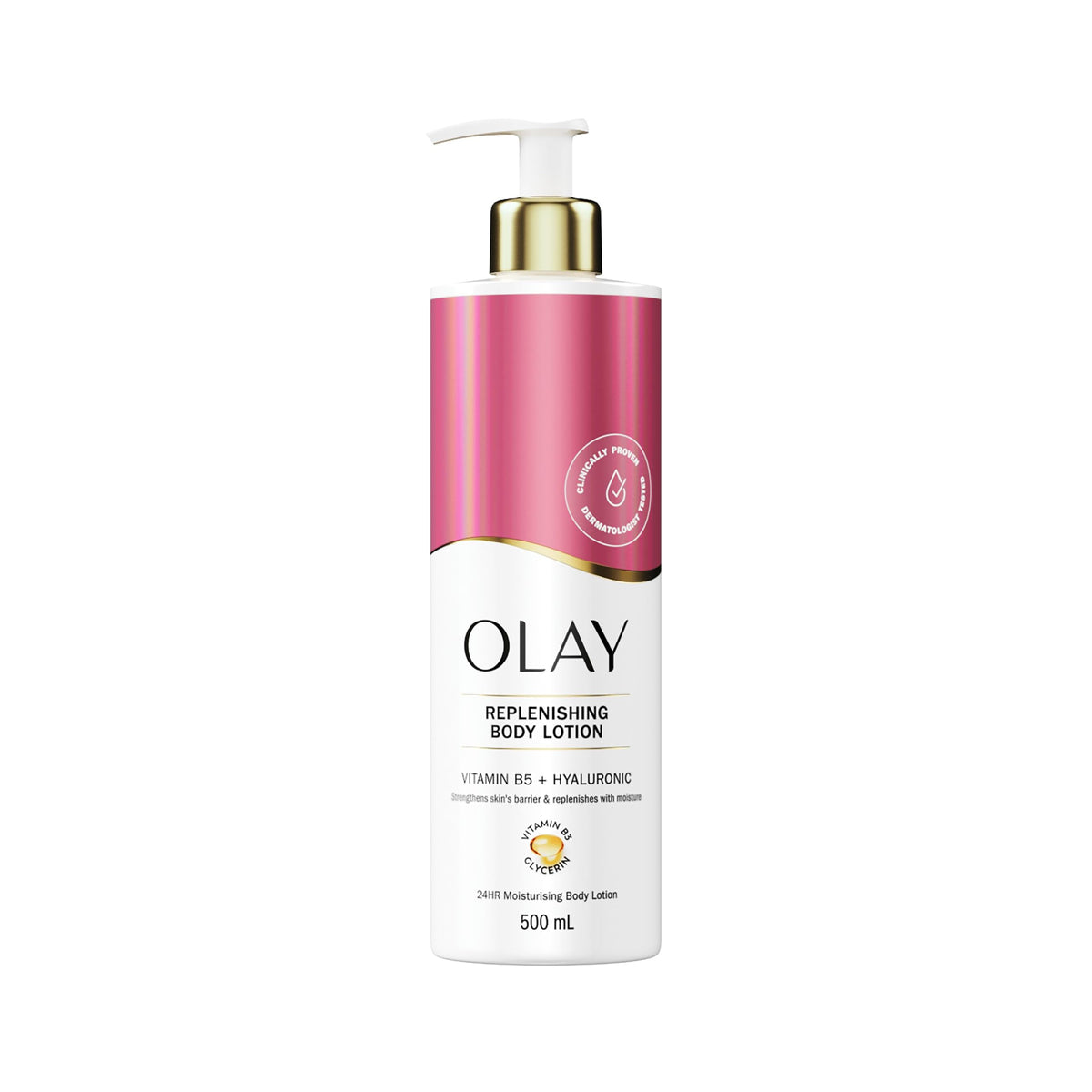 Olay Hyaluronic Acid Replenishing Body Lotion - 24HR Moisturising, Dermatologist Tested, 500ml