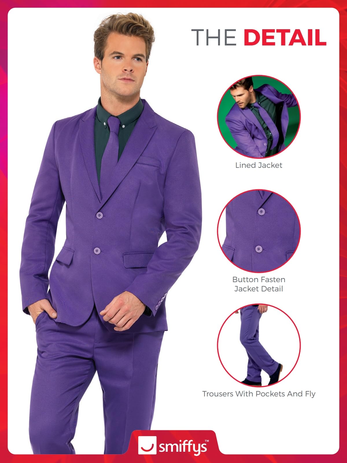 Smiffys Purple Suit - Men's Medium, Chest 38–40 in