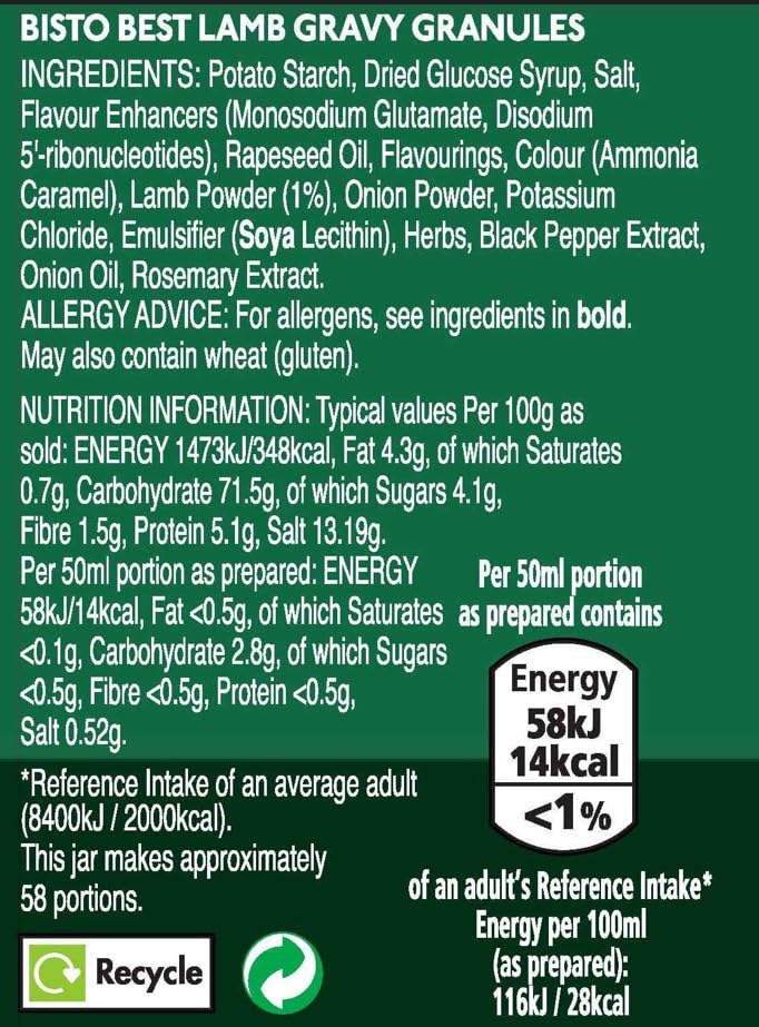Bisto - Best Lamb Gravy Granules Made with Real Meat Juice, 230 g Jar