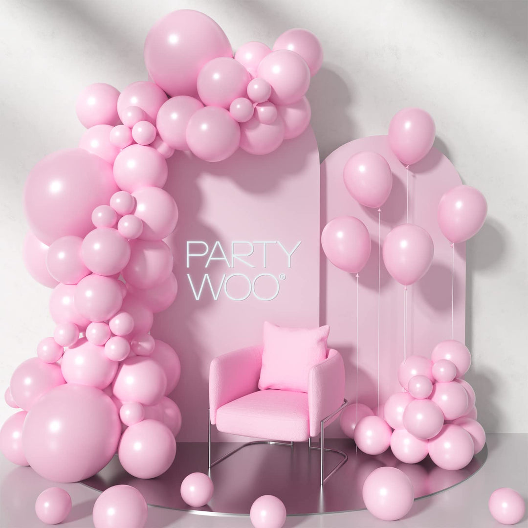 PartyWoo Light Pink Balloons 102 pcs - Different Sizes for Birthday & Party Decorations