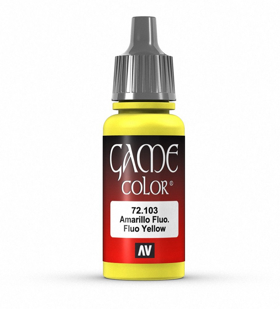 Vallejo Game Color Acrylic Paint - Fluo Yellow, 17 ml Eyedropper Bottle
