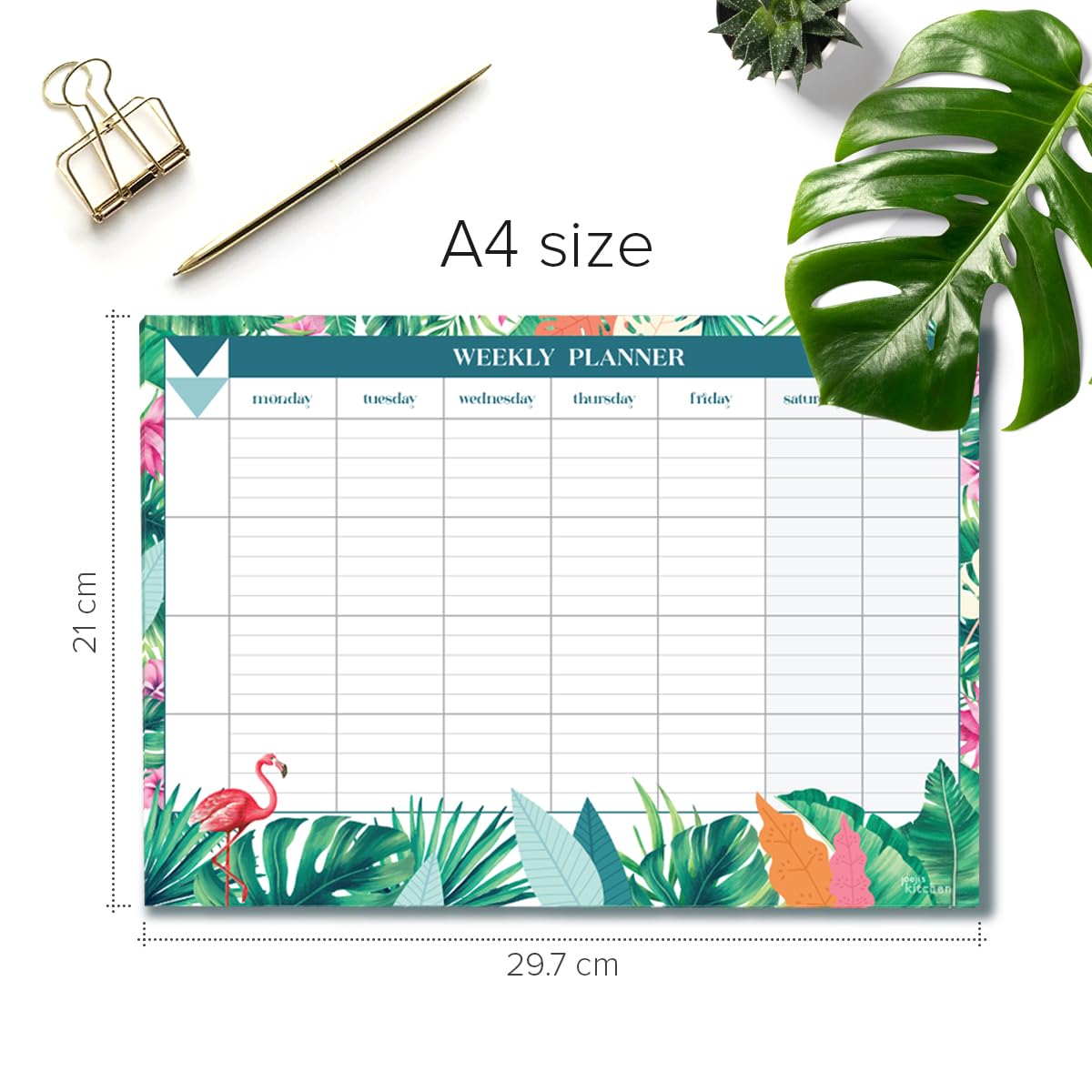 joeji's Kitchen Weekly Planner Pad - 60-Page A4 Tear Off Sheets | Aqua Color | Undated 2