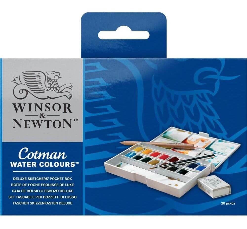 Winsor & Newton Cotman Watercolour Paint Set - 16 Half Pans | Travel Brush Included | Excellent Lightfastness 4