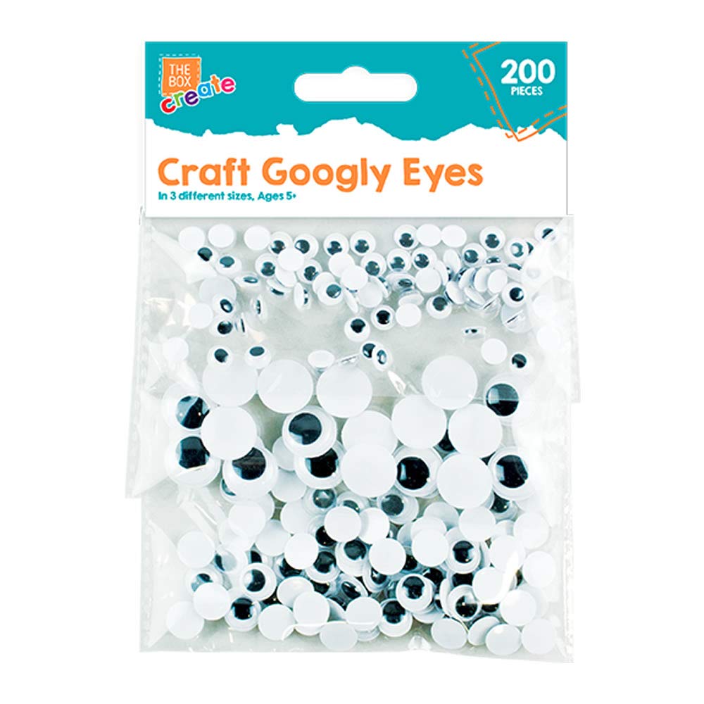 The Box Googly Wobbly Wiggly Eyes - 200 Pack Plastic Craft Eyes | 7mm to 15mm 1