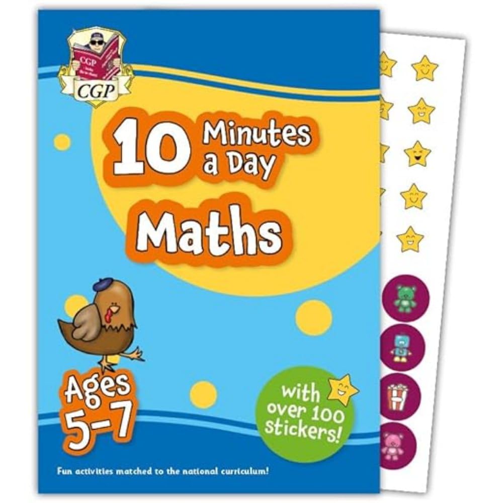 CGP 10 Minutes a Day Maths Activity Book for Ages 5-7 (KS1) with Reward Stickers 1
