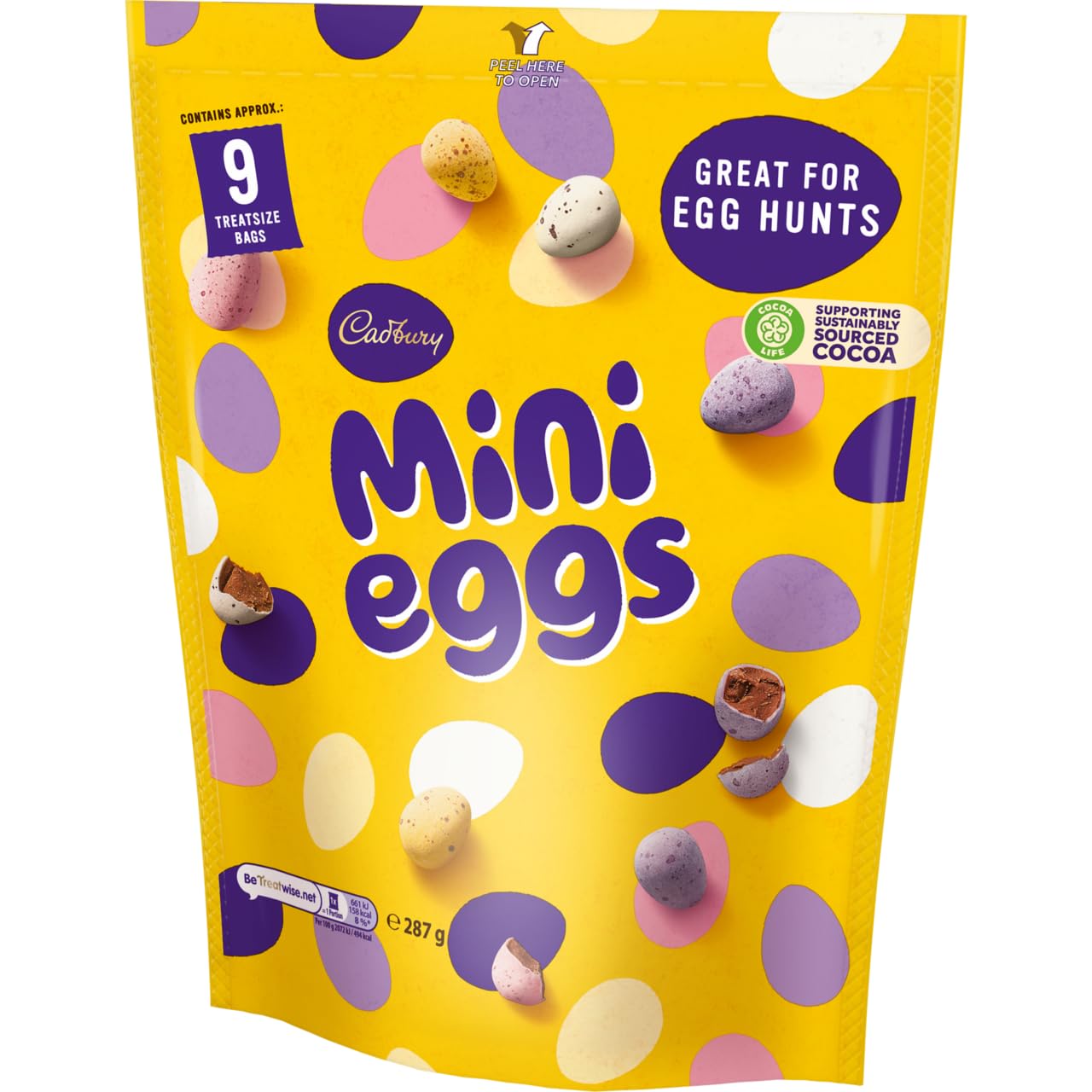 Cadbury Mini Eggs Pouch - Crunchy Milk Chocolate Eggs | 287g Bag | Vegetarian Friendly