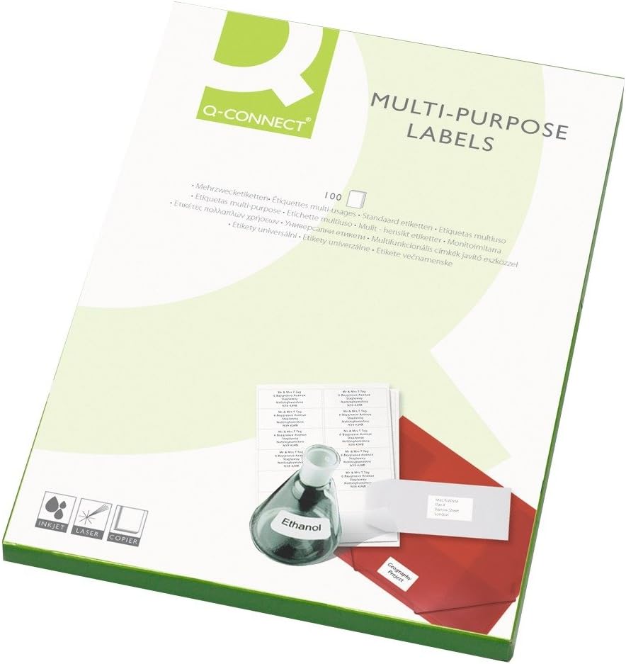 Q Connect Multi-Purpose Label 99.1x67.7mm 8 per A4 Sheet Pack of 100 White