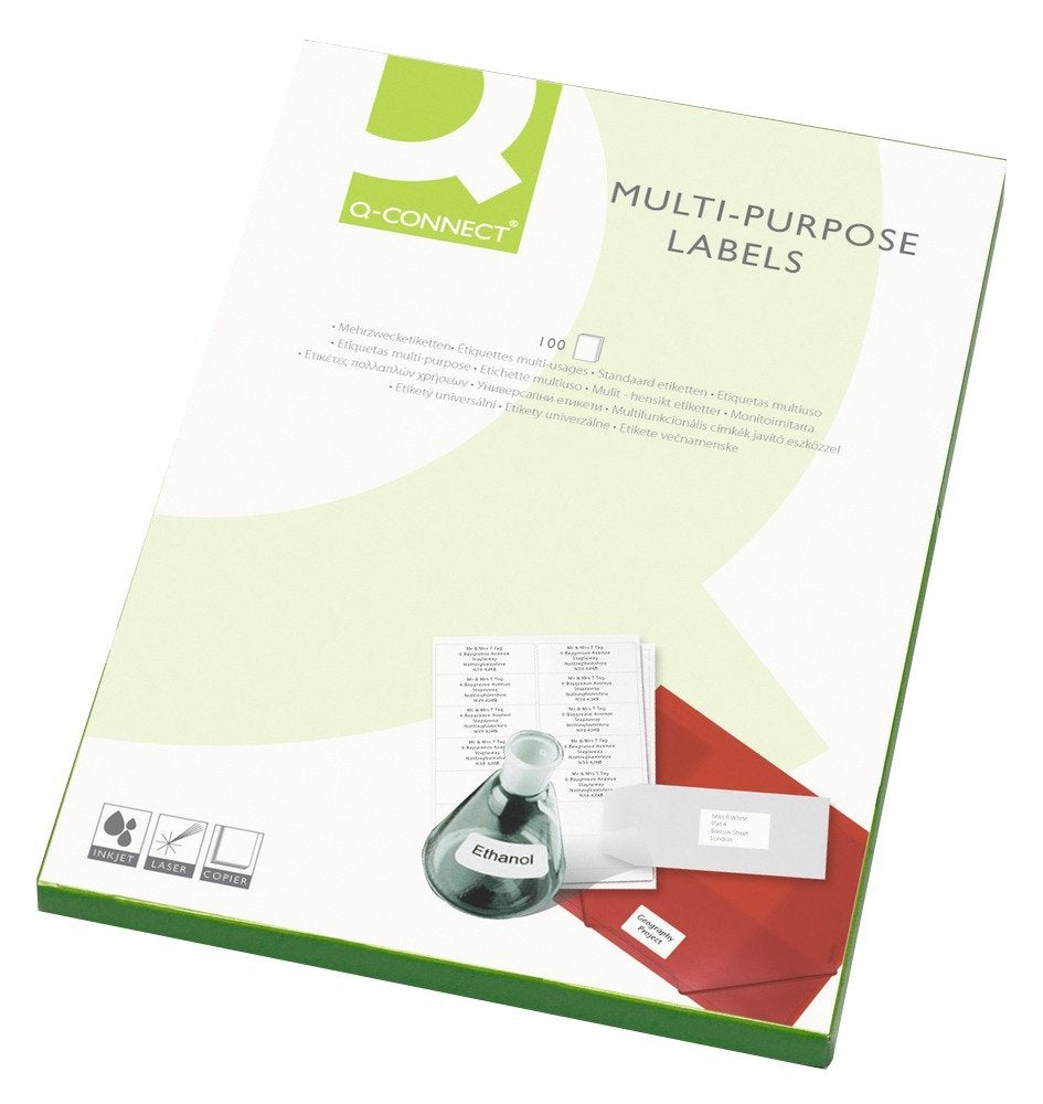 Q-Connect Multipurpose Labels - 199.6x143.5mm White, 2 Labels Per Sheet | 200 Pack 1