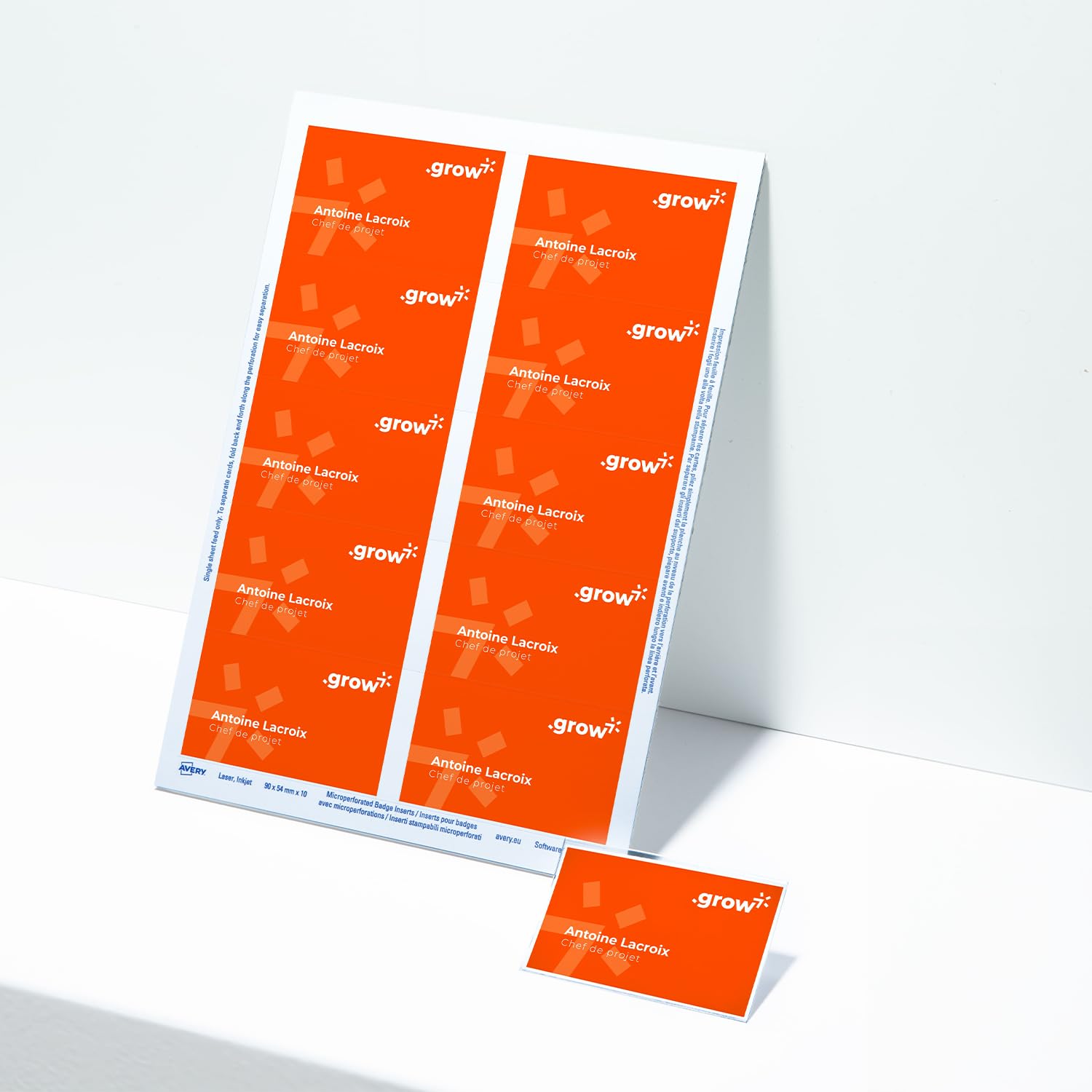 AVERY L7418-25 Printable Double-Sided Name Badge Inserts | 86 x 55 mm | 200 Cards per Pack
