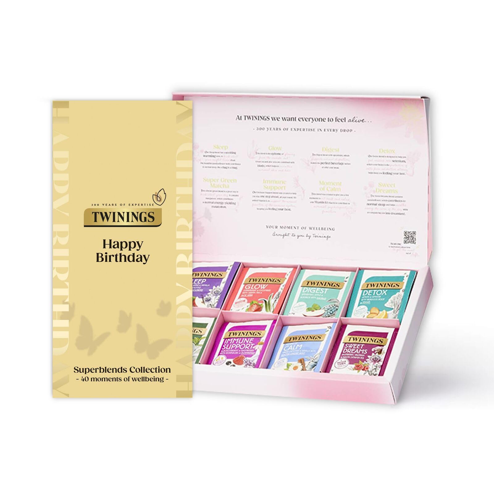 Twinings Happy Birthday Superblends Collection Gift Box - 40 Tea Bags, 8 Premium Green & Herbal Infusions 1