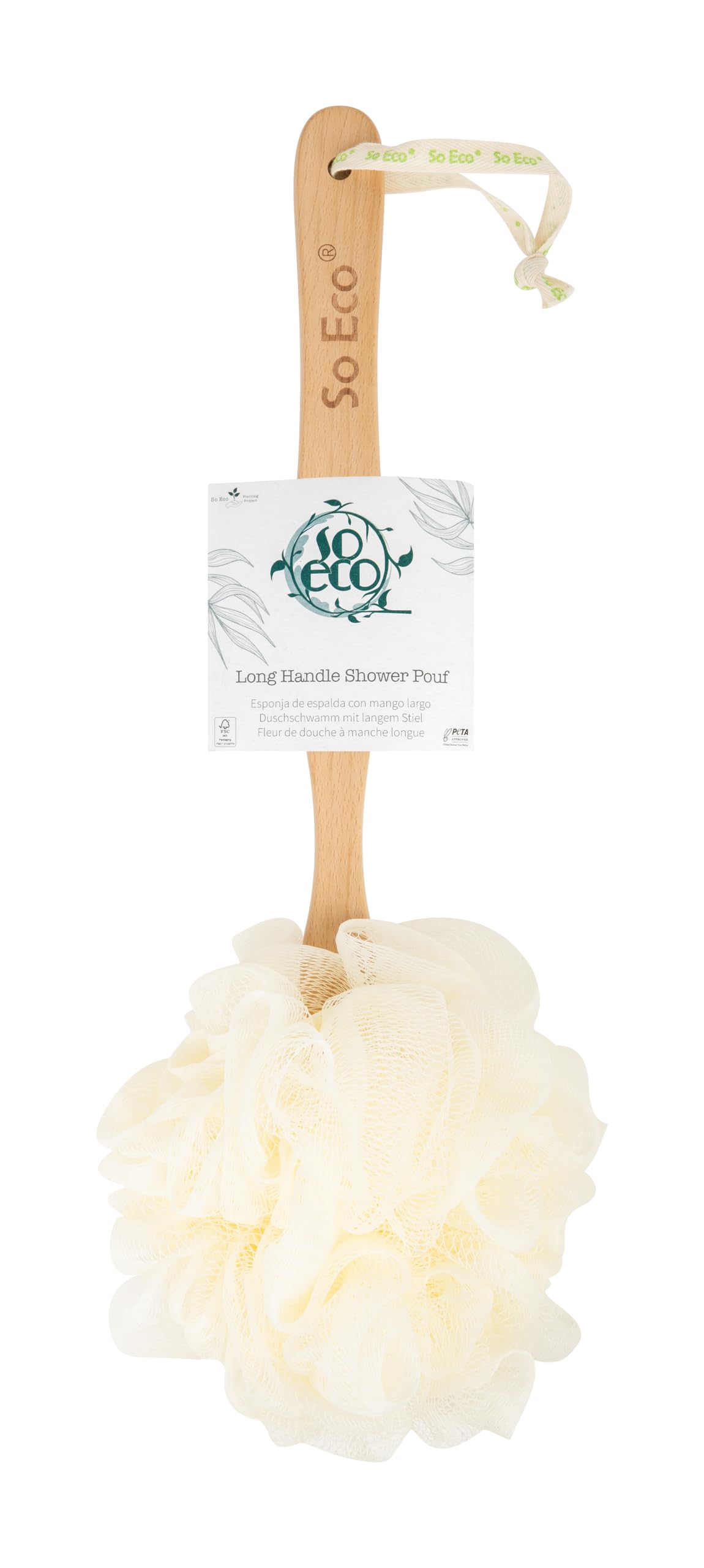 So Eco Long Handle Shower Pouf - Blue | Gentle Exfoliation | Vegan & Cruelty-Free