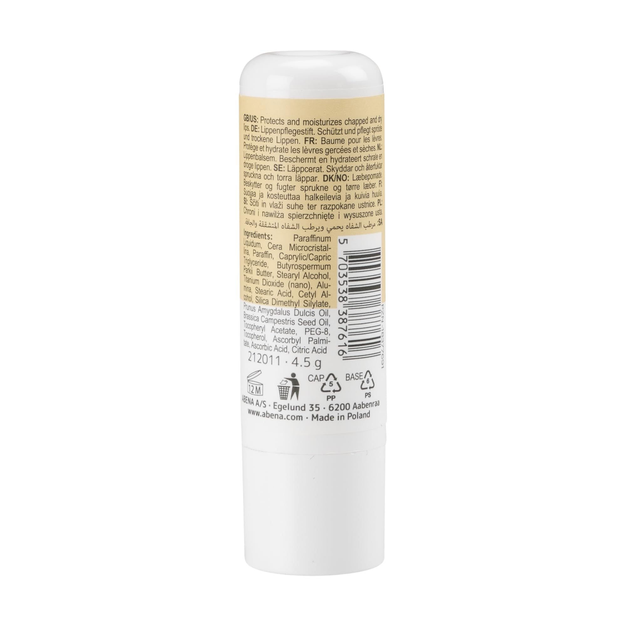 ABENA Chapstick Lip Balm - Fragrance-Free Moisturiser for Dry, Cracked, Sensitive Lips | 4g