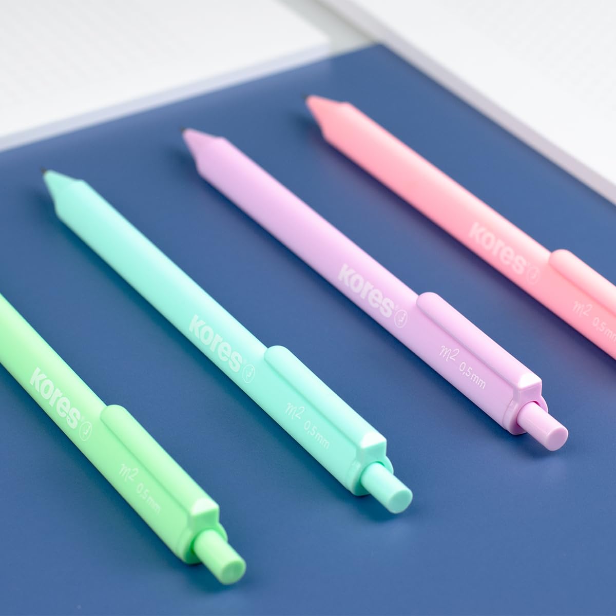 Kores M2 Grafitos Mechanical Pencil 0.7mm HB Lead Pastel Colors with Eraser Tip 4
