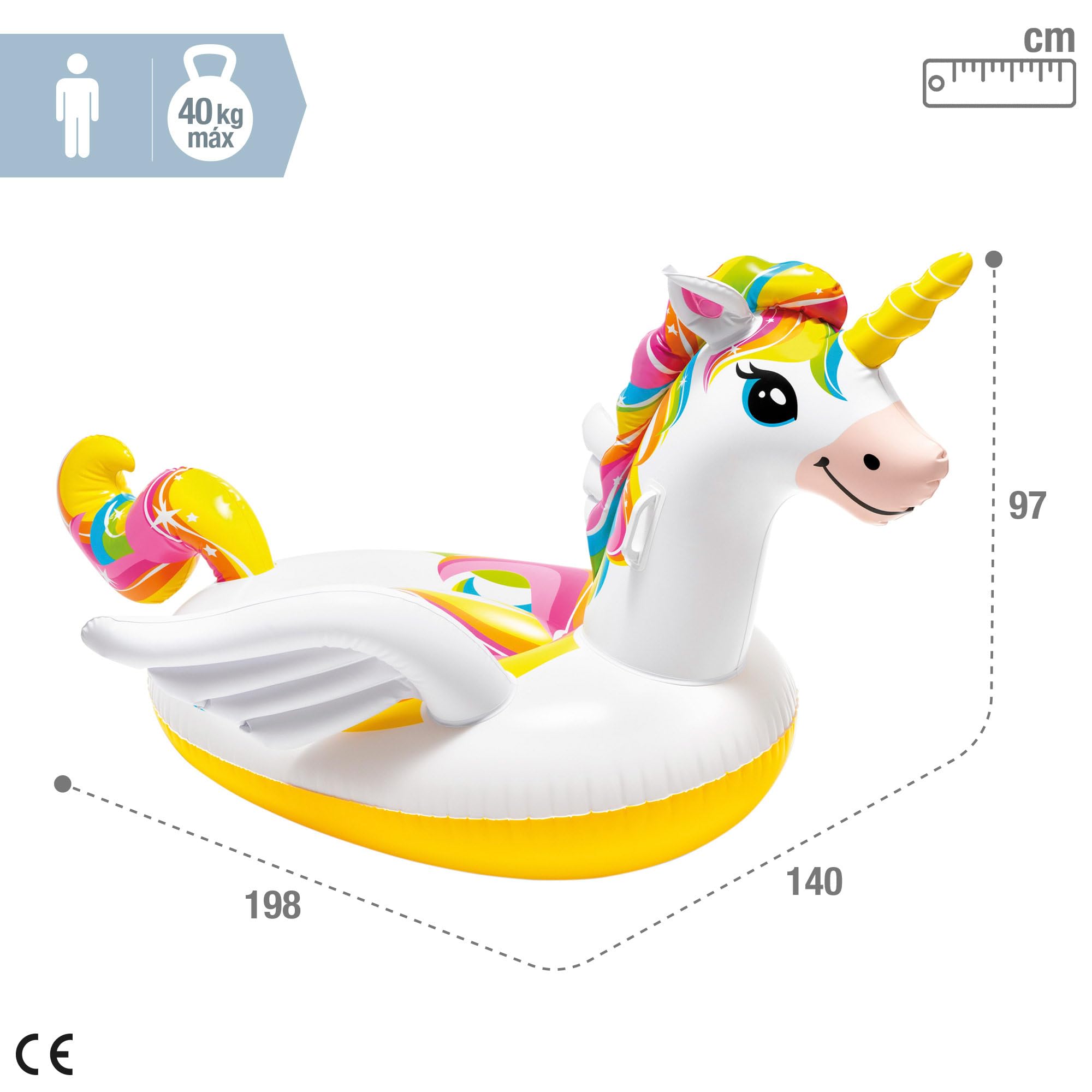 Intex Unicorn Inflatable Ride-On Pool Toy | Multi Colour | Approx. 201 x 140 x 97cm 4