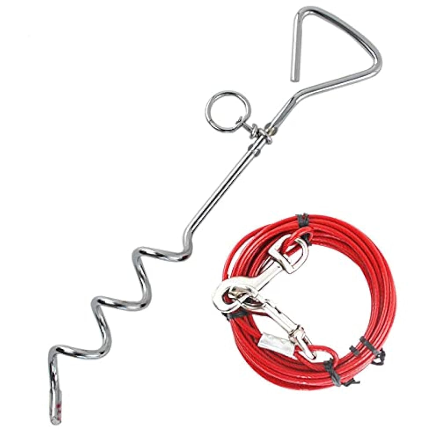 Taylor & Brown Heavy Duty Dog Tie Out Cable with 16 Inch Spiral Ground Stake | 10 Meters