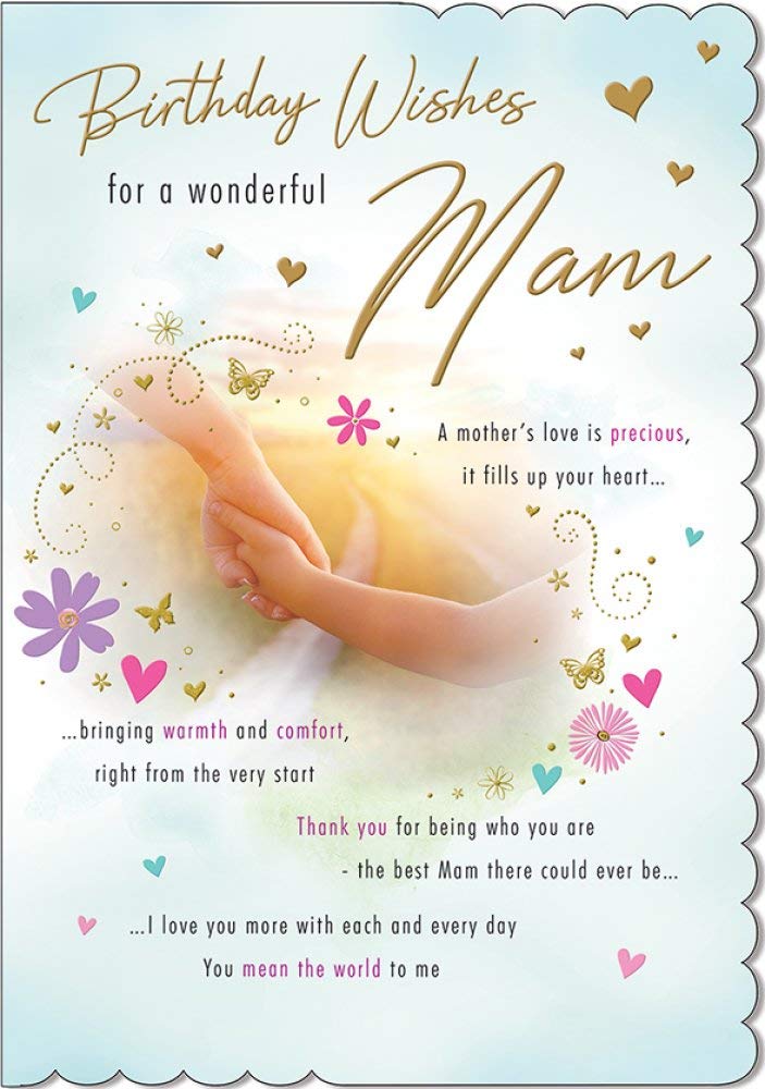 Piccadilly Greetings Traditional Birthday Card for Mam - 9 x 6 Inches | White