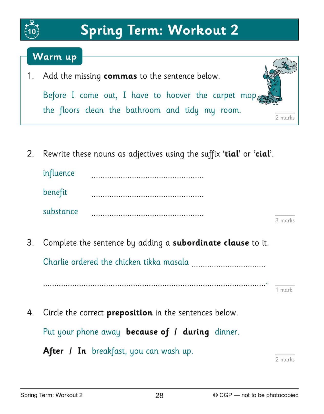 CGP KS2 English 10-Minute Weekly Workouts - Year 5 Study Aid | Paperback | English Language 4