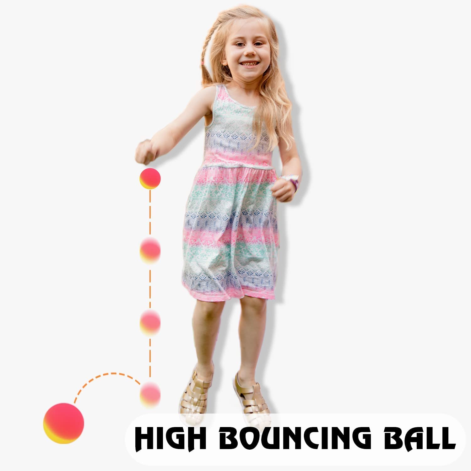SHATCHI Bouncy Jet Balls - 10pk 27mm Rubber Bouncy Balls for Kids Party Favors