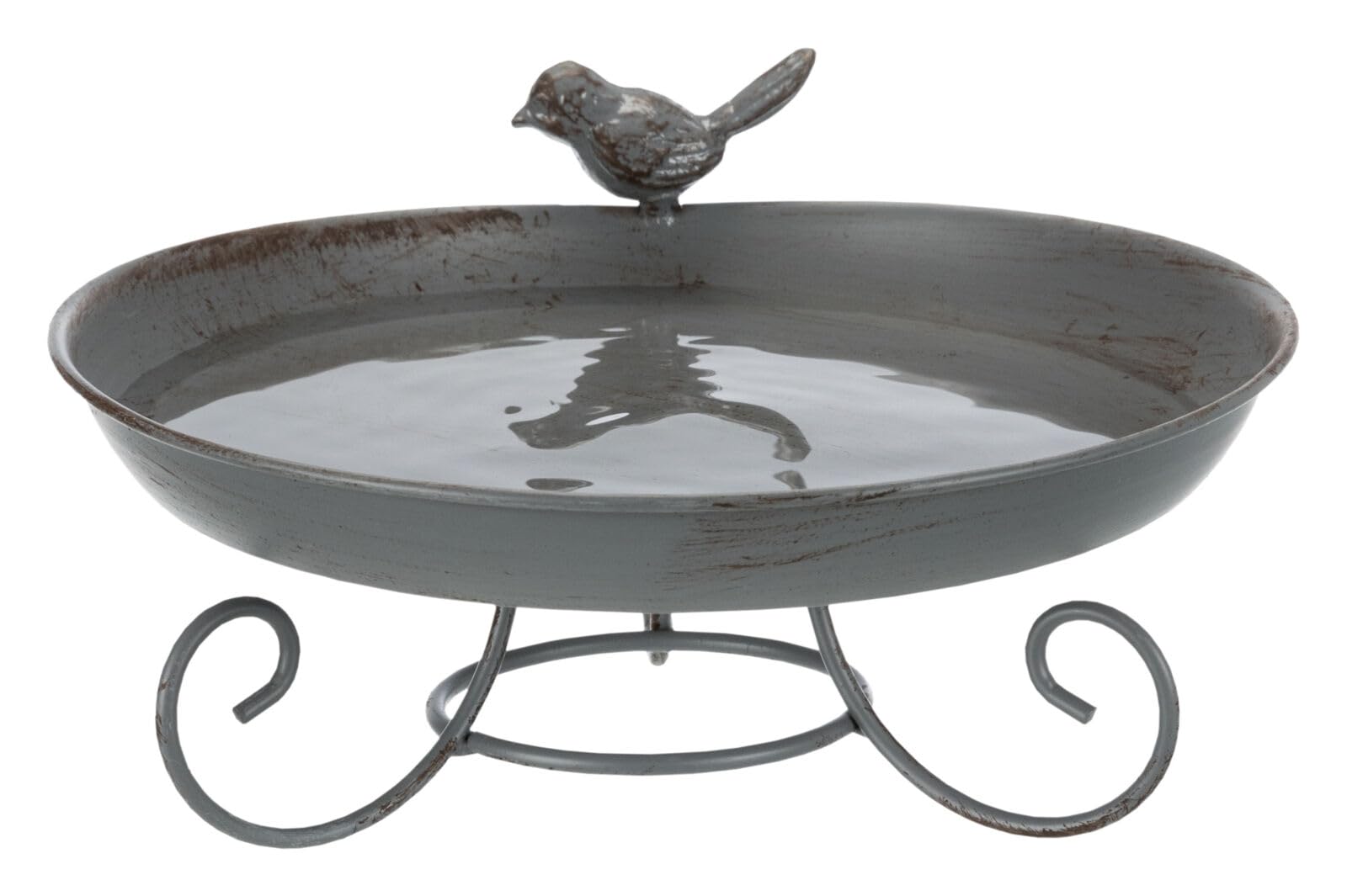 TRIXIE Standing Bird Bath - 800 ml | Powder-Coated Metal | Grey 2
