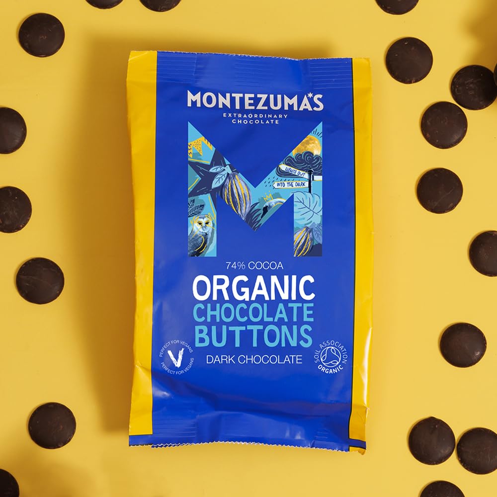 Montezuma's 74% Cocoa Organic Dark Chocolate Buttons - Gluten Free, 120 g