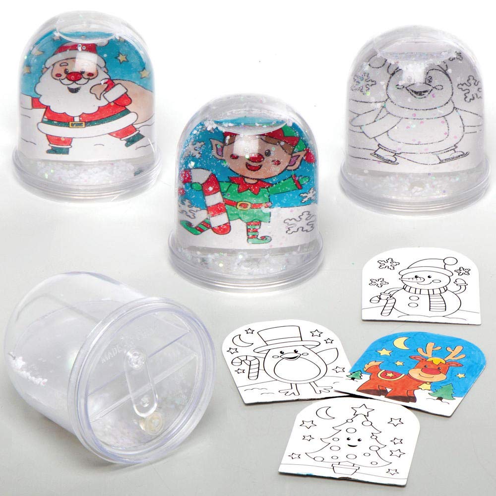 Baker Ross AX490 Christmas Colour In Snow Globe Kits - Pack of 4 1