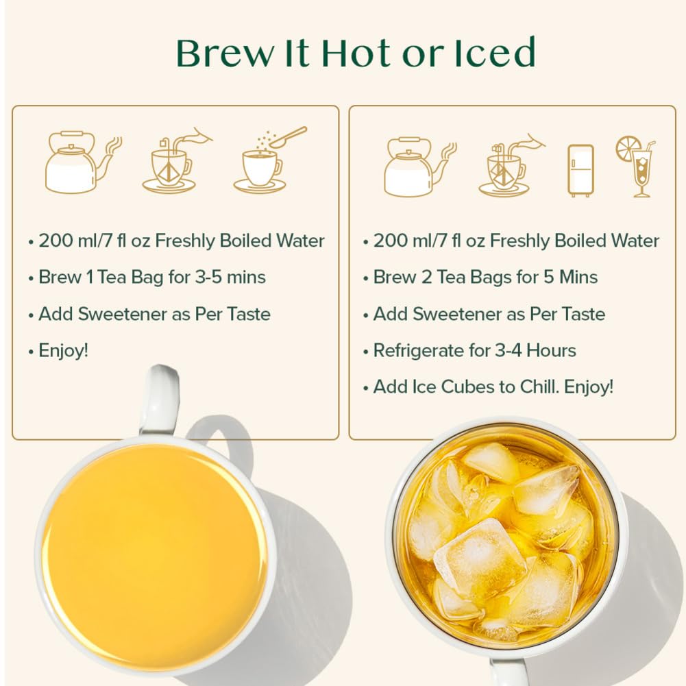VAHDAM - Turmeric + Ginger Herbal Tea Blend (15 Pyramid Tea Bags)