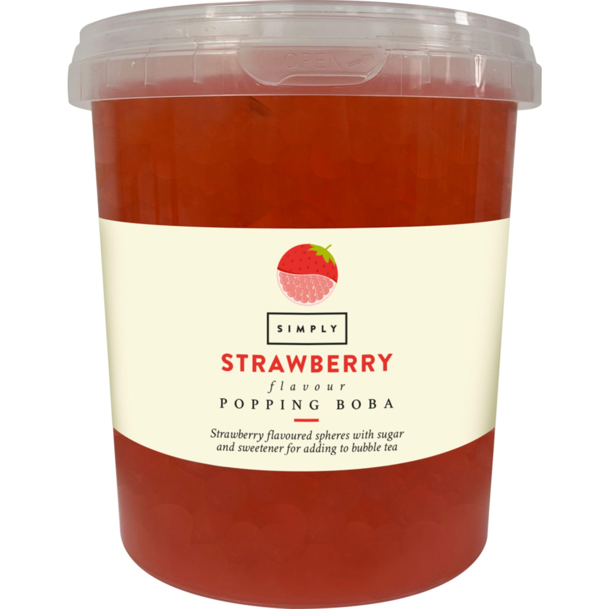 Simply Strawberry Popping Boba - Juicy Fruit Juice Flavoured Pearls for Bubble Tea & Desserts | 870g 1