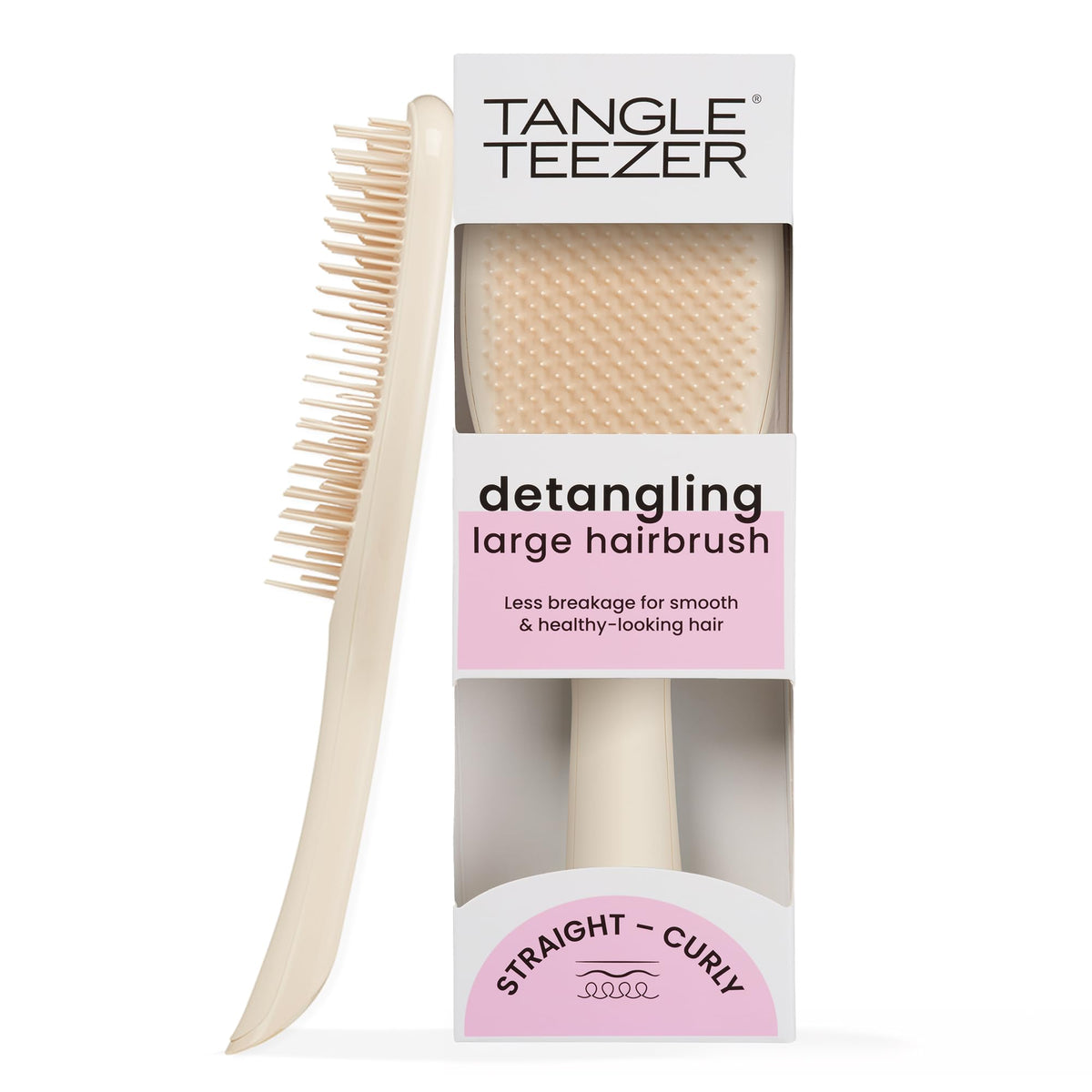 Tangle Teezer Large Ultimate Detangler Hairbrush - Detangles Thick, Curly & Long Hair | Plastic | Vanilla