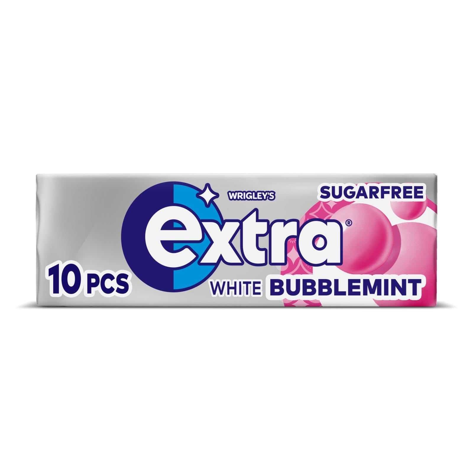 Extra White Chewing Gum - Sugar Free Bubblemint Flavor for Stain Removal | 30 Packs of 10 Pieces