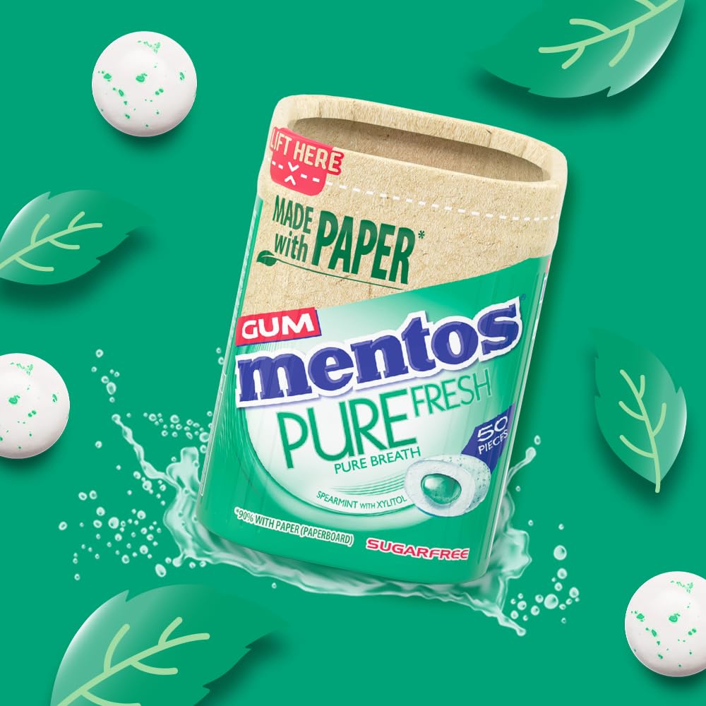 MENTOS PURE FRESH Sugar-Free Chewing Gum - Spearmint Liquid Filled | 6 Pack (730g Total) 5